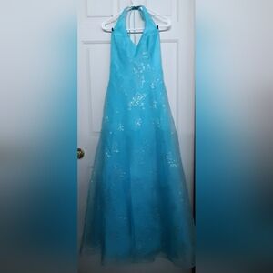 Blondie Nites Aqua Blue Prom Dress